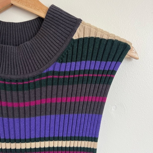 DOLAN Anne Gray & Purple Stripe Ribbed Sleeveless Midi Dress - Picture 3 of 5